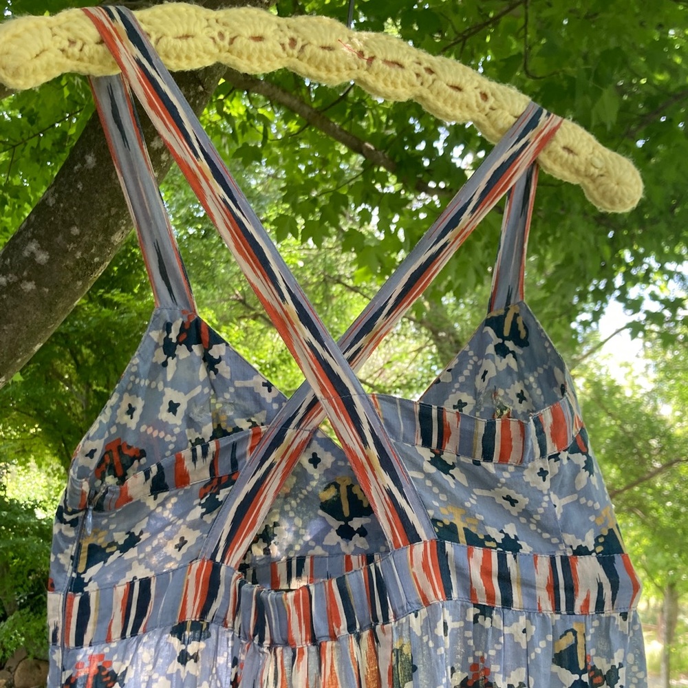 Boho hippie Vintage Urban Outfitters Blue Maxi Cotton Sun Dress - Picture 5 of 16